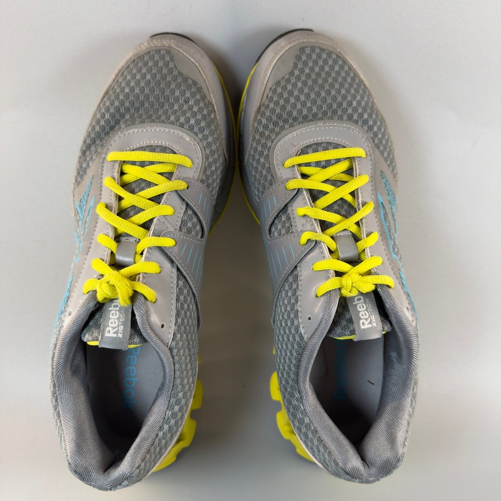 Reebok ZigTech H Strap Womens 9 Workout Shoes Gray Yellow Lace Low Train Sneaker - Picture 6 of 16